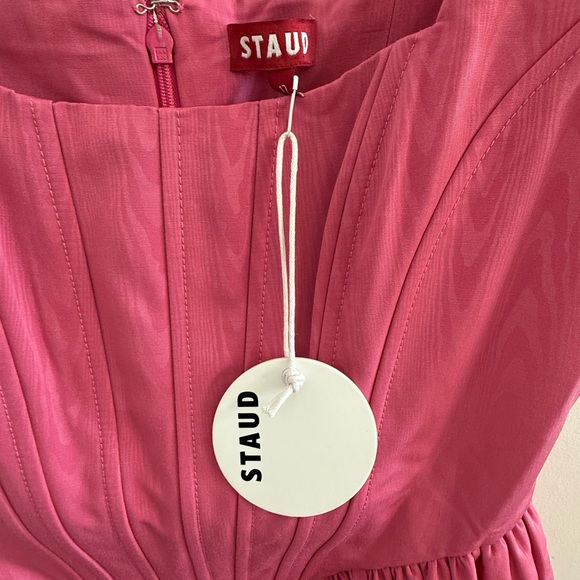 NWT STAUD Landscape Corset Mini Dress in Pink Lollipop - Picture 8 of 13